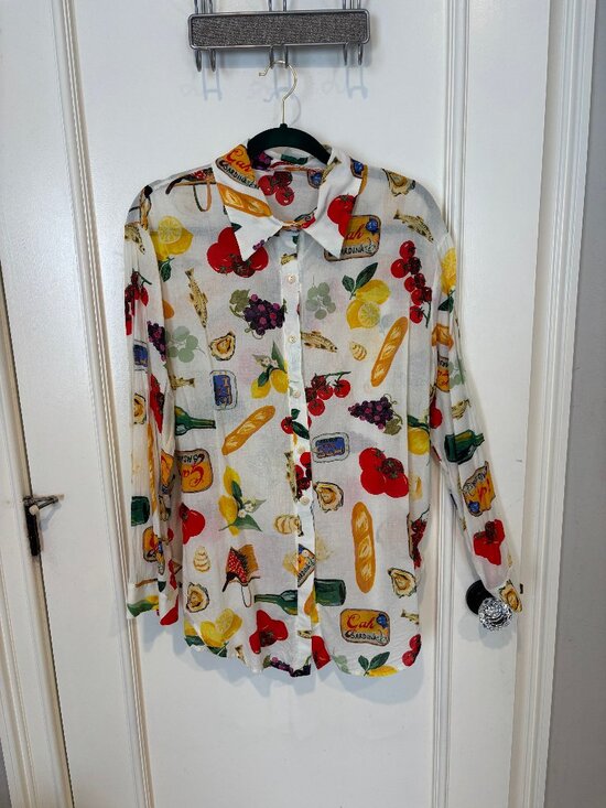Lisa Says Gah Tops - Lisa Says Gah Tessa Buttondown Italian Summer Print (XL)